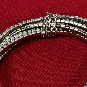 Six Layer Gold Tone Faux Diamond Elastic Bracelet